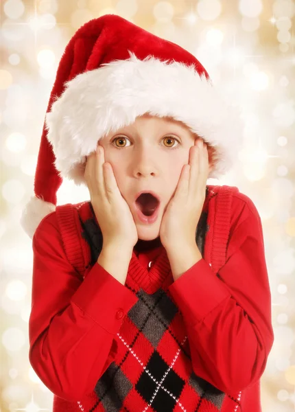 Surprised Christmas boy — Stock Photo, Image