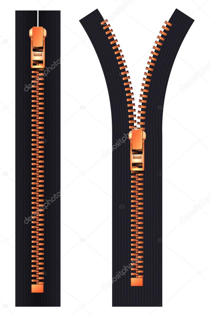 Open and closed zipper vector illustration