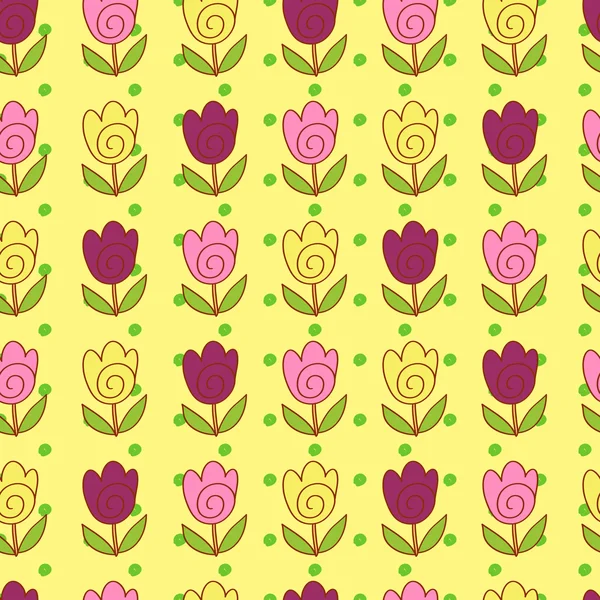 Modello di tulipani carino — Vettoriale Stock