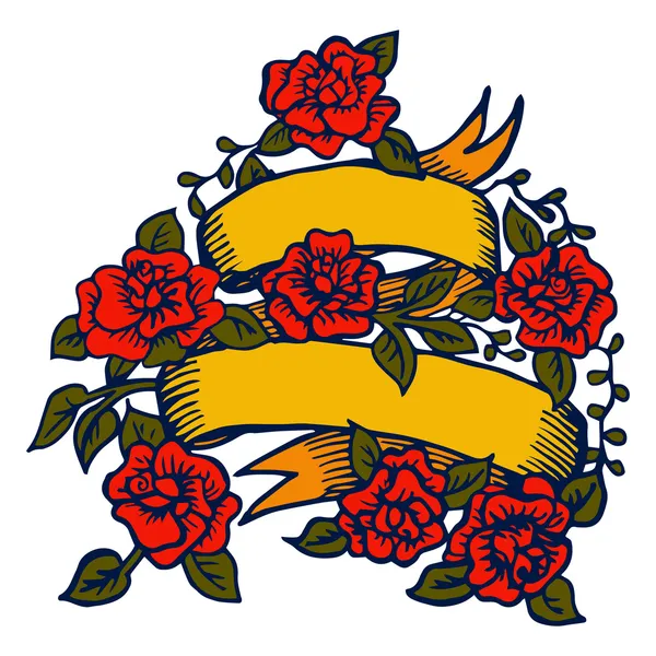 eski dövme kurdele ile gül