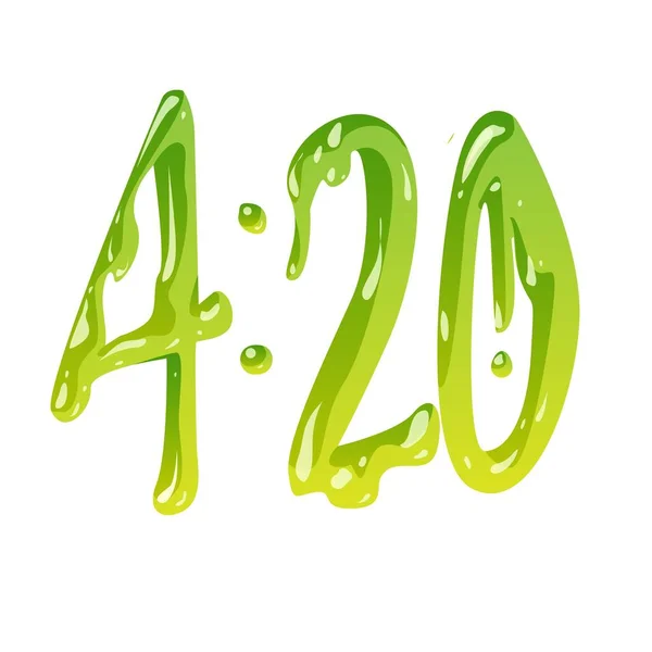 Номер 420 намальований ручним написом з ефектом слизу. Символ культури куріння канабісу, 20 квітня . Ліцензійні Стокові Вектори