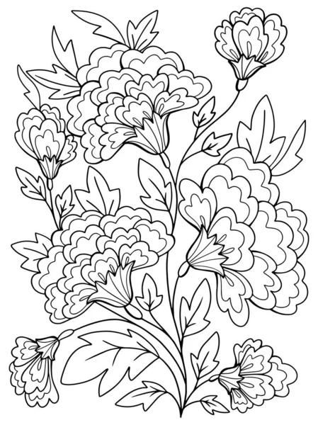 Flores Gráficos Contorno Para Colorear Para Niños Adultos Plantas Boceto — Vector de stock