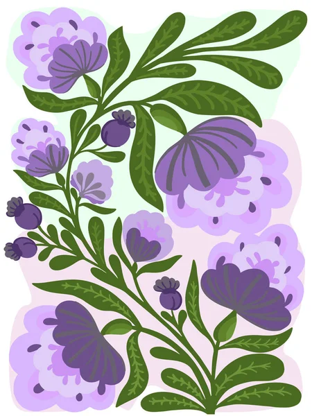 Csokor Virágok Színes Fényes Vektor Illusztráció Kép Kézzel Rajz Növények — Stock Vector