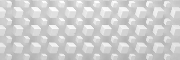 多くの繰り返し白いキューブとシンプルなワイドバナー 3Dイラスト — ストック写真