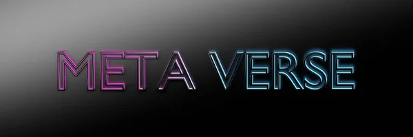 Wide Banner Words Metaverse Glowing Magenta Blue Colour Render — Stock Photo, Image