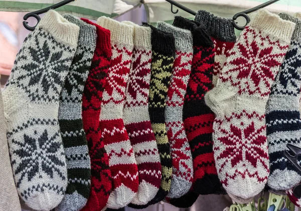 Knitted Scandinavian socks — Stock Photo, Image