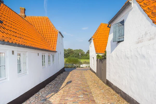 White Historic Houses Narrow Street Ribe Denmark — Stock Photo, Image