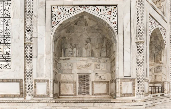 Dekorierter Marmorbogen Des Taj Mahal Monuments Der Agra Indien — Stockfoto