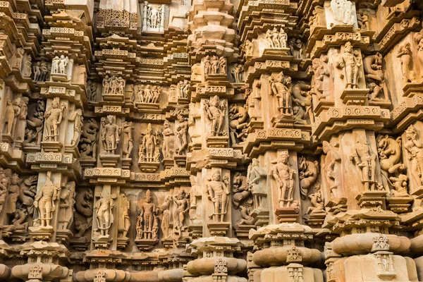 Szczegółowa Rzeźba Świątyń Erotycznych Khajuraho Indie — Zdjęcie stockowe