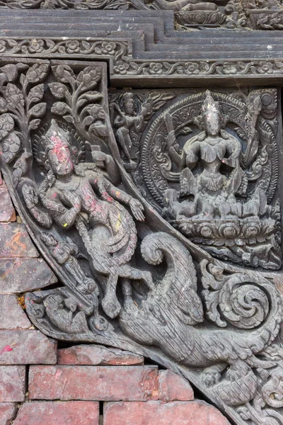 Dekoracyjna Rzeźba Świątyni Uma Maheshwor Kirtipur Nepal — Zdjęcie stockowe