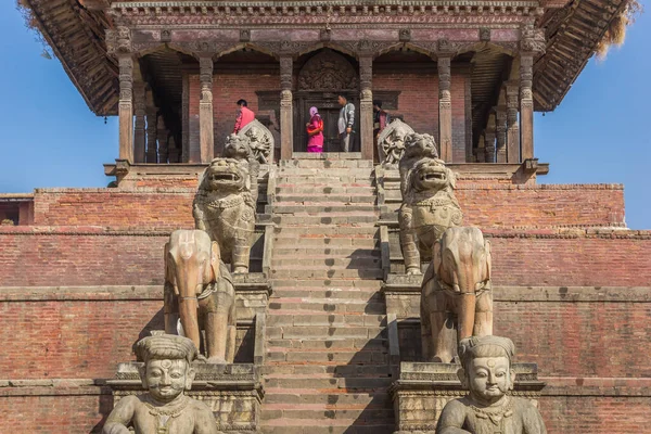 Schody Rzeźby Świątyni Nyatapola Placu Durbar Bhaktapur Nepal — Zdjęcie stockowe