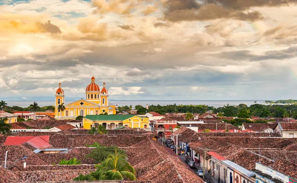 Historische Mariä Himmelfahrt Kathedrale Abendlicht Granada Nicaragua — Stockfoto