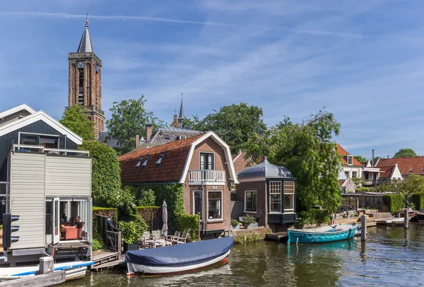 Houses Church Tower River Vecht Loenen Netherlands — стокове фото