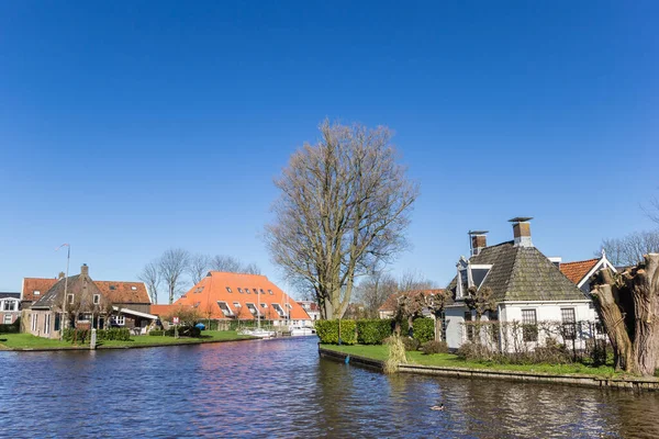 Historische Huizen Aan Het Centrale Kanaal Van Heeg Nederland — Stockfoto