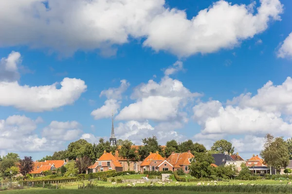 Vacker Himmel Över Historiska Byn Niehove Nederländerna — Stockfoto