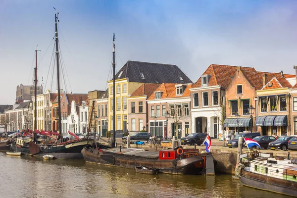 Historisch Thorbeckegracht Kanaal Met Oude Zeilschepen Zwolle Nederland — Stockfoto