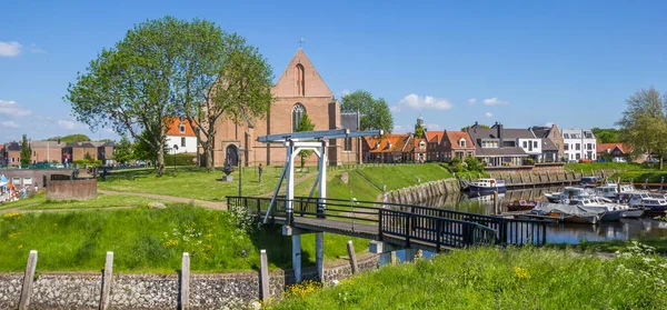 Panorama Van Kleine Brisge Historische Haven Van Vollenhove Nederland — Stockfoto
