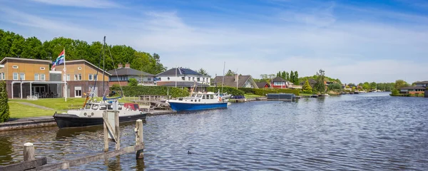 Panorama Van Huizen Boten Aan Het Zuidlaardermeer Groningen Nederland — Stockfoto