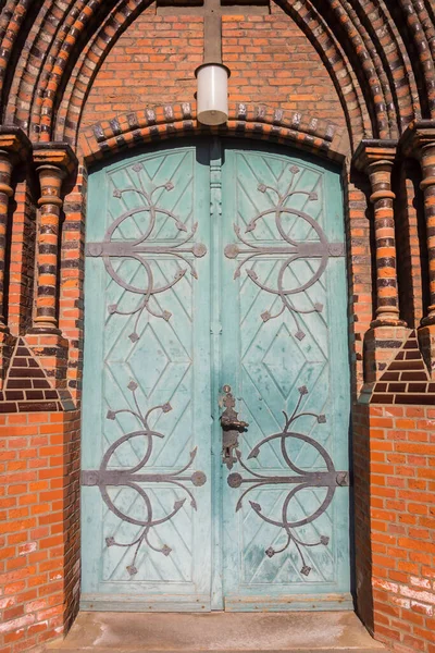 Porta Velha Histórica Igreja Cristo Bremerhaven Alemanha — Fotografia de Stock