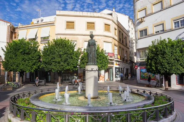 Фонтан Статуя Історичному Центрі Міста Меріда Іспанія — стокове фото