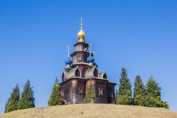 Houten Russisch Orthodoxe Kerk Met Uienkoepels Gifhorn Duitsland — Stockfoto