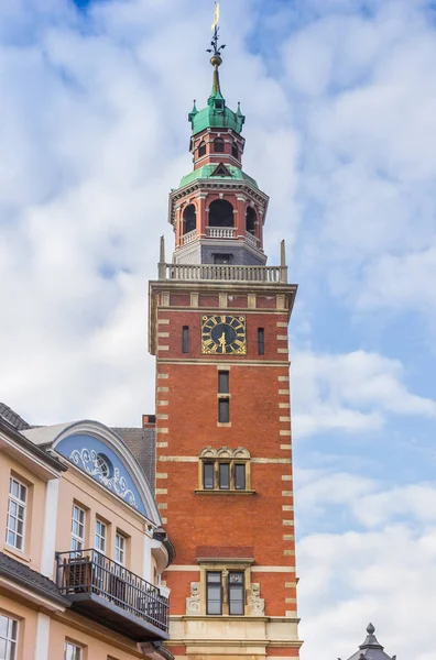 Leer Almanya Daki Tarihi Belediye Binasının Kulesi — Stok fotoğraf