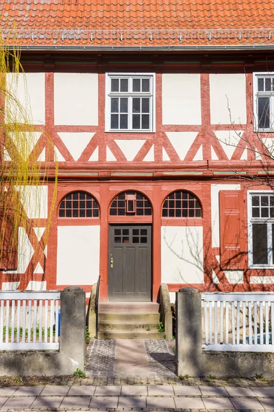 Фасад Традиционного Полудеревянного Дома Немецком Городе Хальмстад — стоковое фото
