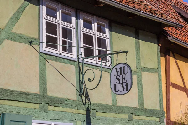 Panneau Musée Sur Mur Une Maison Colombages Haldensleben Allemagne — Photo