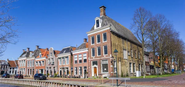 Panorama Van Historische Huizen Aan Kade Harlingen Nederland — Stockfoto
