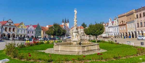 Çek Cumhuriyeti Telc Merkez Pazar Meydanının Panoraması — Stok fotoğraf