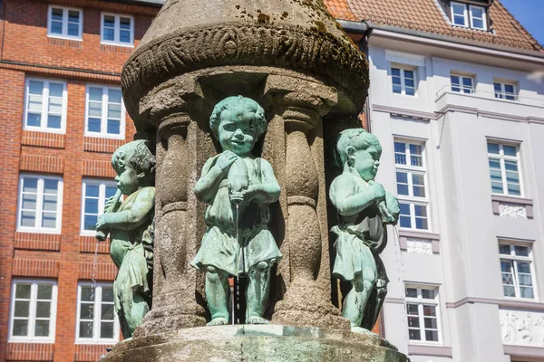 Historic Marcus Fountain Flower Market Square Bremen Germany — Stock Fotó