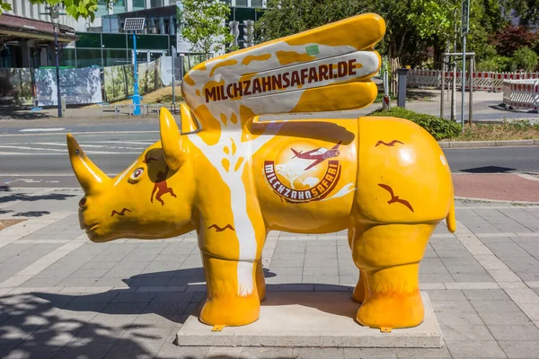 Statue Typical Rhinoceros Wings Streets Dortmund Germany — ストック写真