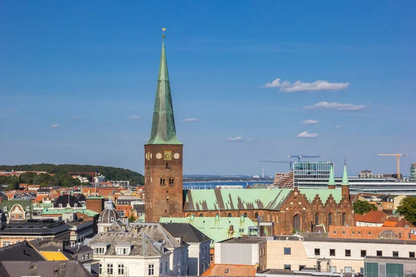 Tower Historic Domkirke Church Skyline Aarhus Denmark — Stock Photo, Image