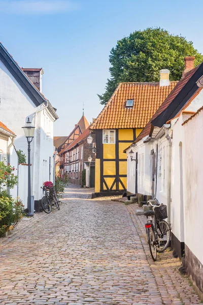 Bicycle Cobblestoned Street Historic City Ribe Denmark — 图库照片