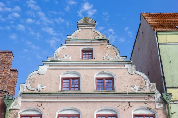 Decorated Facade Old House Trzebiatow Poland – stockfoto