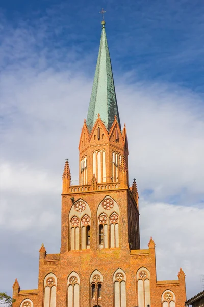 Tower Historic Mary Church Trzebiatow Poland — Stok fotoğraf