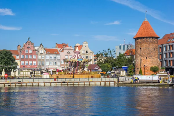 Historic Tower Carousel Harbor Gdansk Poland — Zdjęcie stockowe