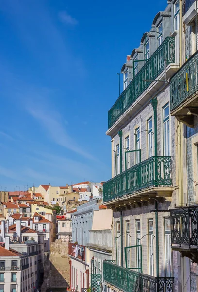 Traditional Portuguese House Balconies Tiles Lisbon Portugal — 图库照片