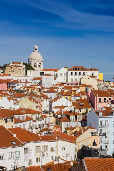 Colorful Houses Dome Santa Engracia Church Lisbon Portugal — 图库照片