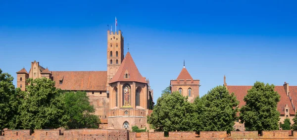 Panoramic View Church Towers Castle Malbork Poland — Zdjęcie stockowe