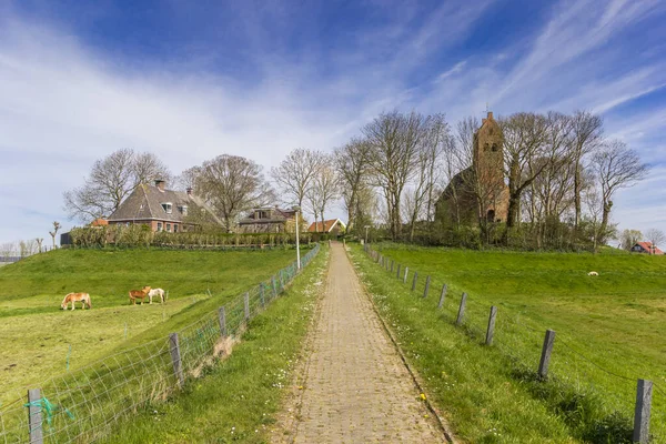 Path Leading Historic Church Hegebeintum Netherlands — Stock Photo, Image