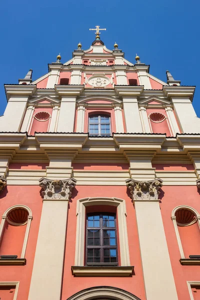 Gevel Van Historische Jezuïetenkerk Warschau Polen — Stockfoto