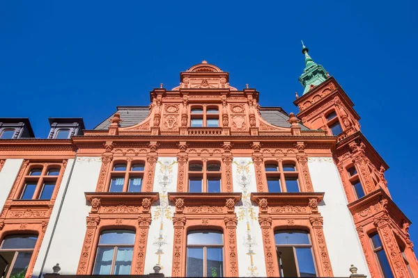 Façade Bâtiment Rouge Historique Leipzig Allemagne — Photo