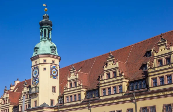 Вежа Фасад Історичної Будівлі Старої Ратуші Лейпцигу Німеччина — стокове фото
