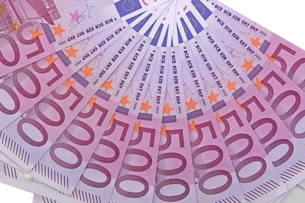 Peníze ventilátor s 500 euro bankovky — Stock fotografie