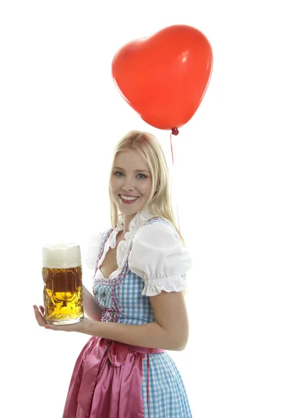 Woman in Dirndl with Balloon — Stock Photo, Image