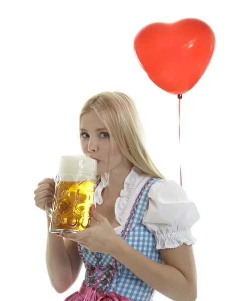 Woman in Dirndl with Balloon — Stock Photo, Image