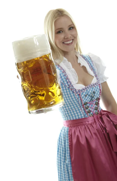 Woman with Beer Mug — Stock Photo, Image