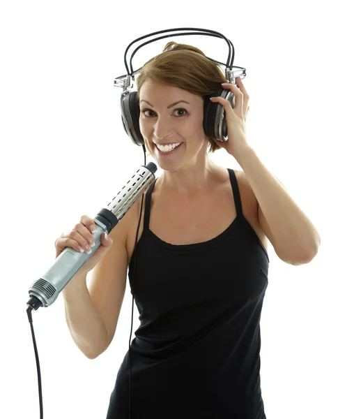 Mujer con auriculares — Foto de Stock