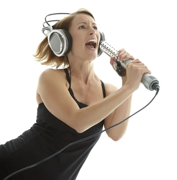 Mujer con auriculares — Foto de Stock